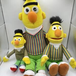 Vintage‎ Sesame Street BERT Plush Dolls LOT of 3